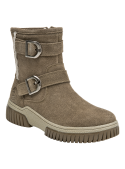 Botas de cuero taupe para mujer, diseño funcional, recomendado para uso diario y comodidad.