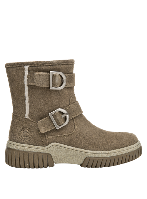 Botas de cuero taupe para mujer, diseño funcional, recomendado para uso diario y comodidad.