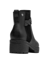Botín negro de cuero para mujer, diseño trenzado, perfecto para escapadas al aire libre.
