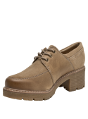 Zapatos de cuero taupe para mujer, estilo casual, ideal para actividades urbanas.