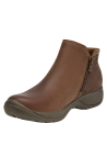 Botines de cuero café para mujer, estilo casual, ideales para aventuras diarias.
