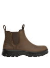 Botines café de cuero para mujer, con taco plano de 3 cm y punta redonda para un calce seguro.