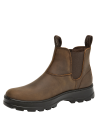 Botines Chelsea café de cuero para mujer, ideales para aventuras urbanas y al aire libre.