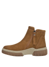 Botín plano camel para mujer, estilo casual, adecuado para combinar con jeans o vestidos.