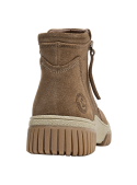 Calzado taupe de mujer, botín de cuero, diseño moderno para exploraciones urbanas.