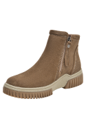 Botín taupe de cuero para mujer, estilo casual, ideal para actividades diarias.