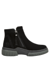 Botín de cuero negro para mujer, taco plano de 4.5 cm, combina con vestidos y jeans.