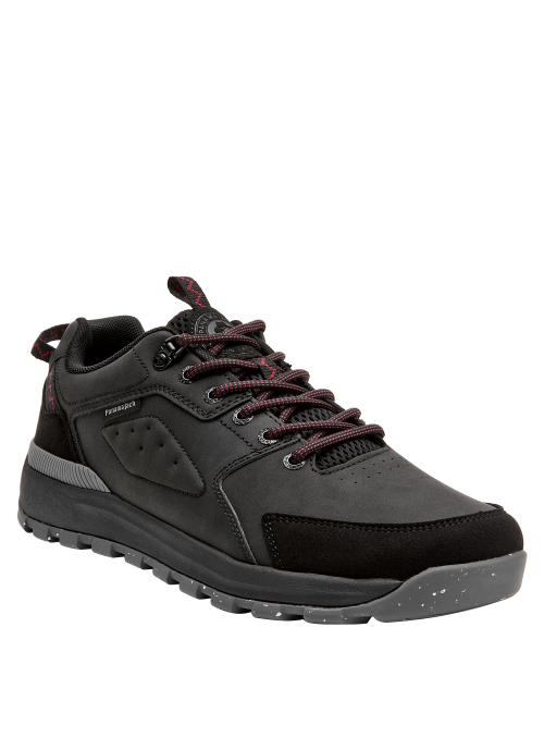Zapatillas sintéticas negras para hombre, estilo casual, recomendadas para paseos y excursiones.