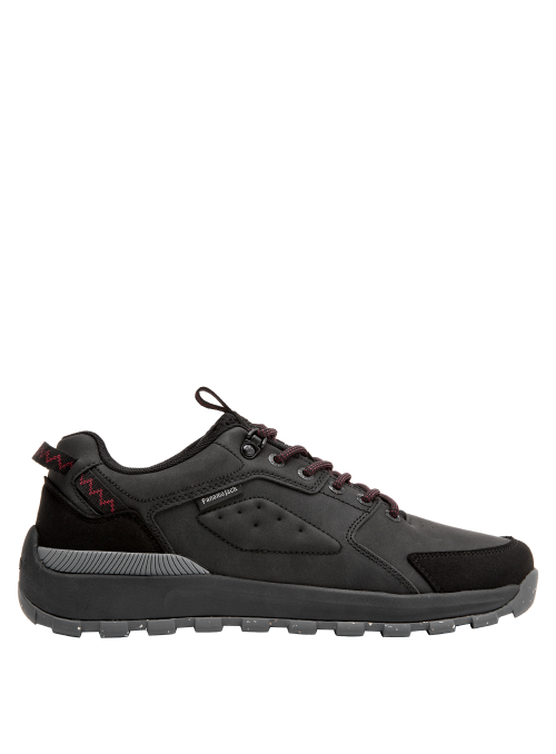Zapatillas sintéticas negras para hombre, estilo casual, recomendadas para paseos y excursiones.