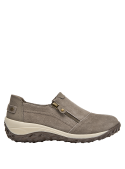 Zapatos de mujer taupe, casuales, con taco plano, perfectos para un día activo.