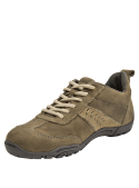 Zapatillas taupe de cuero para mujer, estilo casual, ideales para actividades diarias.