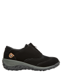 Zapato negro para mujer, acabado suave, adecuado para combinar con jeans o vestidos.