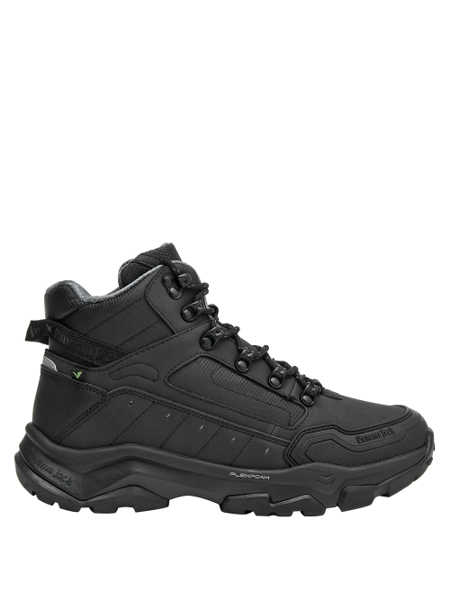 botines negros de hombre en material sintético, perfectos para combinar con pantalones de trabajo.