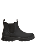 Botines de cuero negro para hombre, taco plano de 4.5 cm, perfectos para un estilo casual sofisticado.