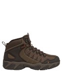 Botín sintético café para hombre, estilo audaz y confortable para jornadas de exploración.