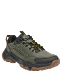 Zapatillas outdoor verdes para hombre, con suela plana de 5 cm, diseñadas para comodidad y estabilidad.