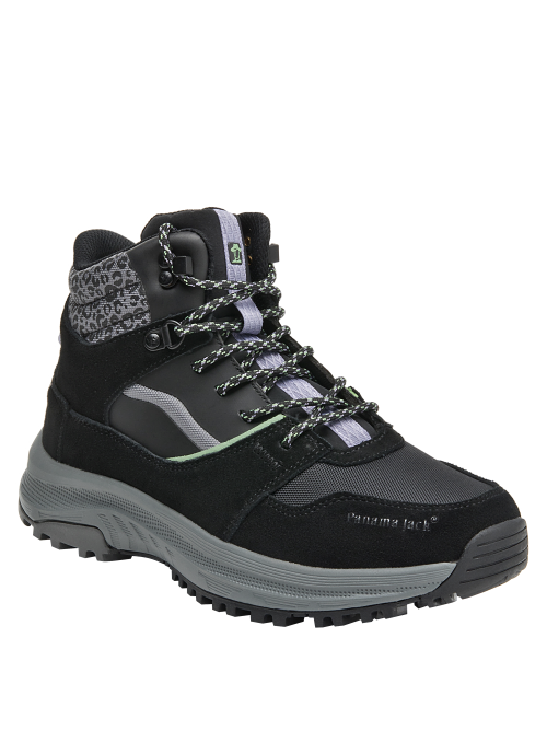 Botín de mujer negro, taco plano de 3 cm, ideal para paseos en la naturaleza.