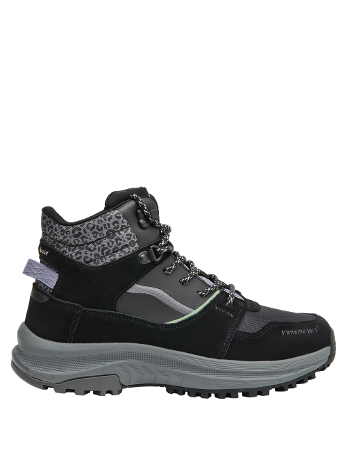 Botín de mujer negro, taco plano de 3 cm, ideal para paseos en la naturaleza.