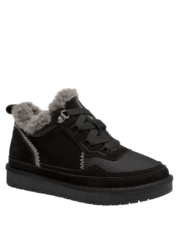 Zapatillas negras casuales para mujer, estilo rústico, ideales para actividades diarias.