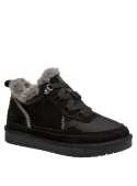 Zapatillas negras casuales para mujer, estilo rústico, ideales para actividades diarias.