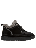 Zapatillas negras casuales para mujer, estilo rústico, ideales para actividades diarias.