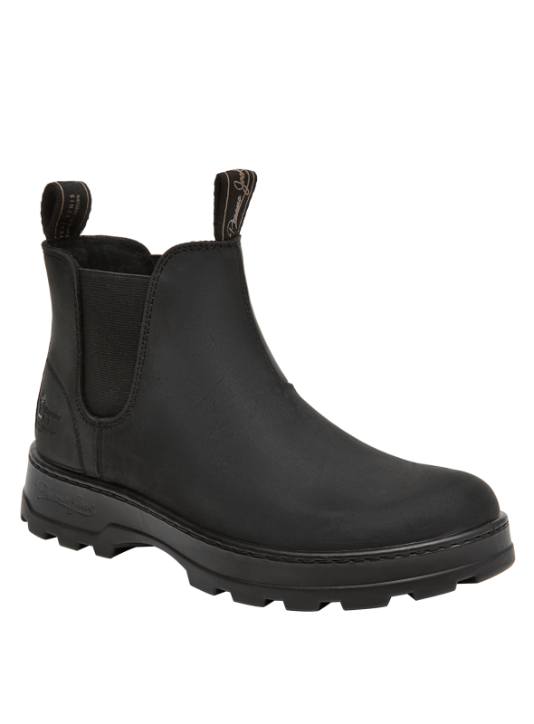 Botines de cuero negro para mujer, con taco plano de 3 cm, aptos para jornadas diarias y aventuras.