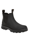 Botines de cuero negro para mujer, con taco plano de 3 cm, aptos para jornadas diarias y aventuras.