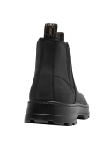 Calzado cómodo negro de cuero para mujer, perfecto para un look casual o rústico refinado.