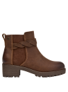 Botín de cuero café, para mujer, estilo casual, ideal para explorar la ciudad con elegancia.