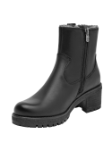 Botín negro de cuero para mujer, estilo casual, ideal para paseos urbanos y escapadas al aire libre.