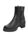 Botín negro de cuero para mujer, estilo casual, ideal para paseos urbanos y escapadas al aire libre.
