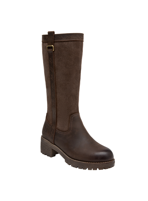 cafés bota de cuero para mujer, estilo casual, ideal para exploraciones urbanas.