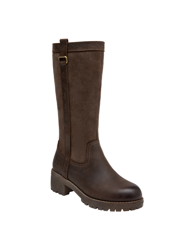 cafés bota de cuero para mujer, estilo casual, ideal para exploraciones urbanas.
