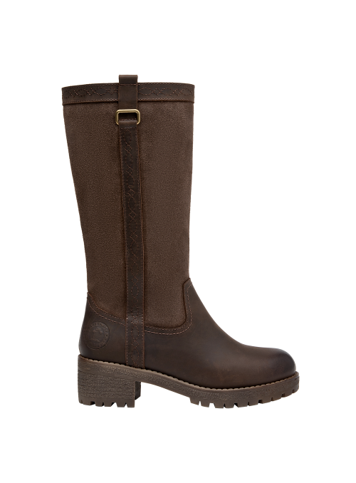 cafés bota de cuero para mujer, estilo casual, ideal para exploraciones urbanas.