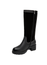 Bota negra de cuero para mujer, estilo casual, ideal para actividades diarias y exploración.