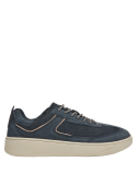 Zapatillas de cuero azul para hombre, combinan con jeans y camisetas.