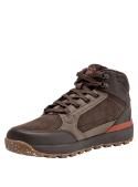 Botín café sintético para hombre, estilo outdoor, ideal para aventuras al aire libre.