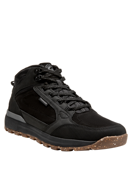 Botín negro para hombre, taco plano de 5 cm, ideal para estabilidad en cada paso.
