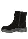 Bota de cuero negra para mujer, diseño clásico con punta redonda, ideal para looks urbanos y relajados.