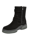 Bota de mujer negra de cuero, estilo casual, ideal para actividades diarias y exploración urbana.
