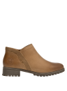 Botín de cuero camel para mujer, con punta redonda y 3.6 cm de taco, versátil y duradero.