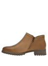 Botín camel minimalista para mujer, con taco bloque, perfecto para looks elegantes.