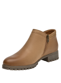 Botín de cuero camel para mujer, estilo vestir, ideal para actividades diarias.