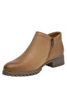 Botín de cuero camel para mujer, estilo vestir, ideal para actividades diarias.