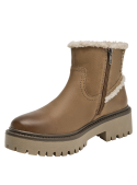 Botín taupe de cuero para mujer, estilo casual, ideal para actividades diarias.