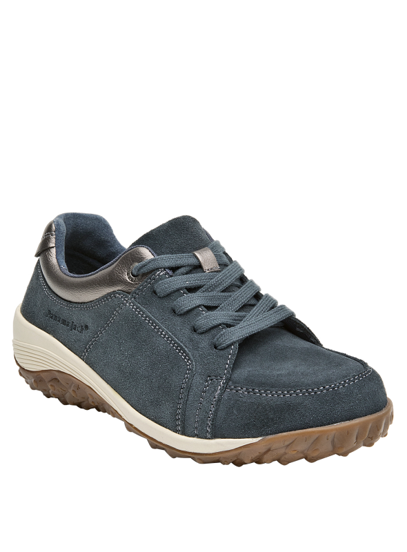 Zapatos de cuero azul para mujer, perfectos para combinar con jeans.