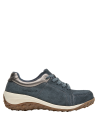Zapatos cómodos de cuero azul para mujer, ideales para un look relajado.