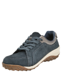 Zapatos Panama Jack mujer azul cuero estilo casual para actividades diarias.