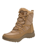 Botín camel para mujer, estilo casual, textil resistente, ideal para paseos urbanos y naturaleza.