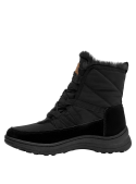 Botín casual negro para mujer, taco plano de 5 cm, proporciona estabilidad en cada paso.